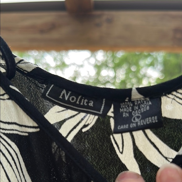 Navy & White Cutout Shoulder Maxi Dress with Tie Shoulders Women’s Large Sheer - Picture 11 of 12